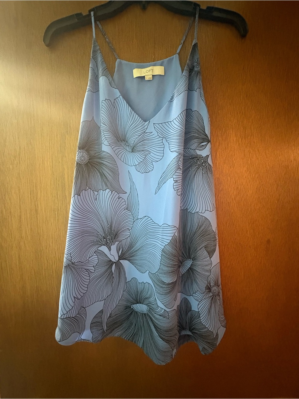 LOFT Blue Floral Slip Tank Top
